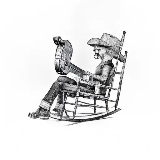 Hillbillyturtle Playing Guitar On Rocking Chair