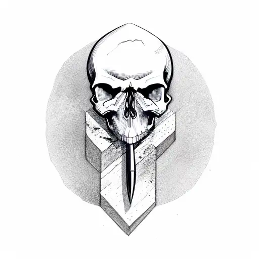 Skull With A Knife On It