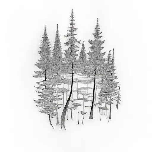 Design A Tattoo Showcasing A Serene Forest With A Hidden Message From God