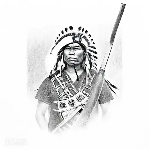 First Nations Warrior With A Chainsword