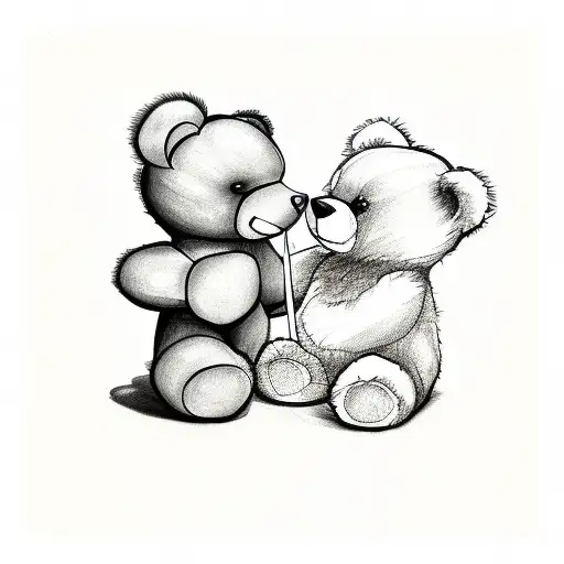 Childhood Teddy Bear With Bow