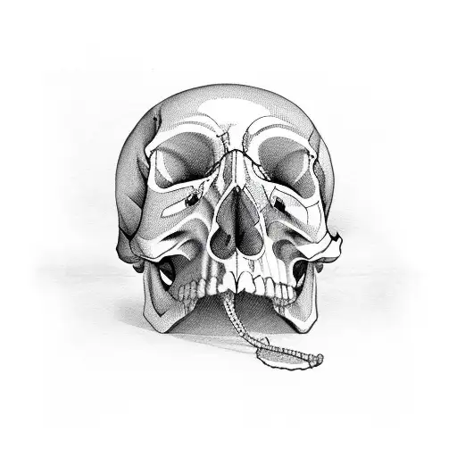 Dimethyltryptamine Skull With Half The Skull Skecthed