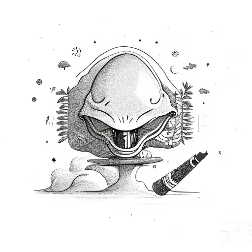 A Surreal Scene Of An Alien Smoking A Joint In A Field Of Cannabis Plants