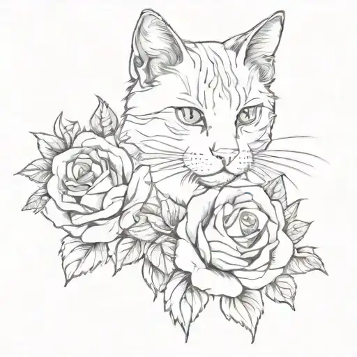 Cat And Rose