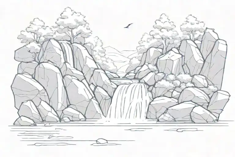 Waterfall With Rocks