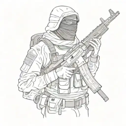 Russian Private Military Soldier Wearing A Balaclava With A Modified Ak-47 Or Ar-15