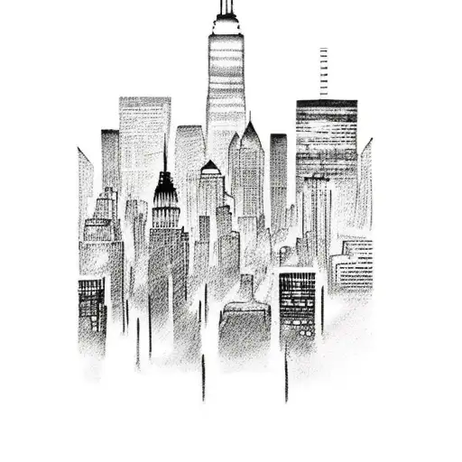 A Music-themed Tattoo Featuring A New York Skyline