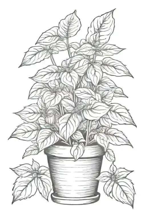 Basil Plant In Pot Leaf