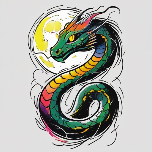 Whispers of the Moonlit Serpent Tattoo idea