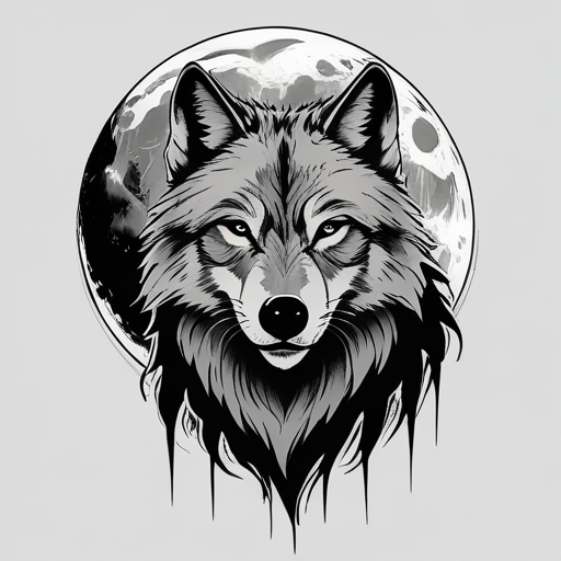 Moonlit Shadow of the Wolf Tattoo idea