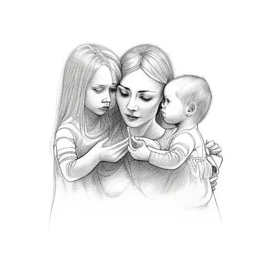 Loving Mother With 3 Children