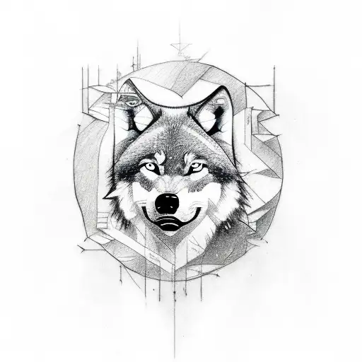 A Sketch-style Tattoo Of A Wolf Shredding On An Electric Guitar