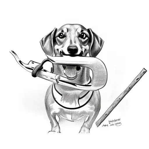 Sausage Dog Holding A Stick In Mouth