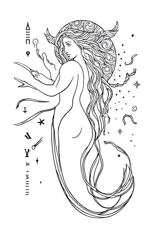 Zodiac Sign Aquarius A Simple Line Drawing