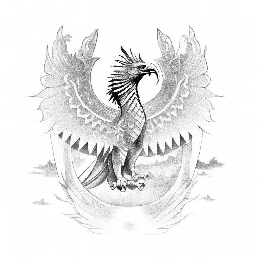 Albanian Eagle With A Peacful Dragon Going Around It