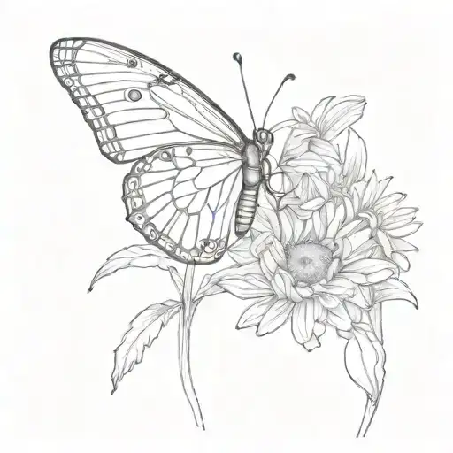 Daisy And Butterfly Emerging