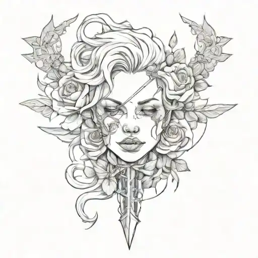 Little Rose And Swords Face Smoke