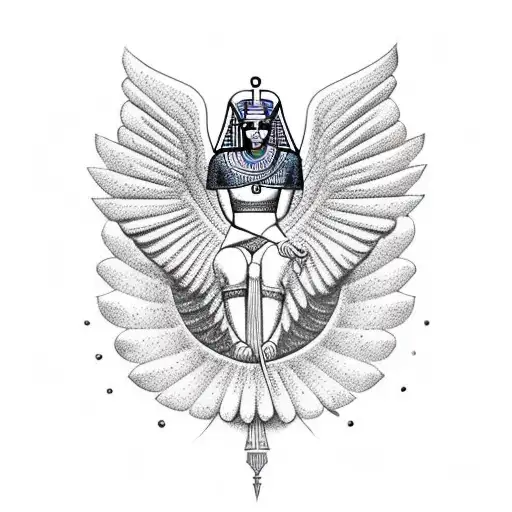 A Winged Egyptian Cross With An Eye Inside Of It