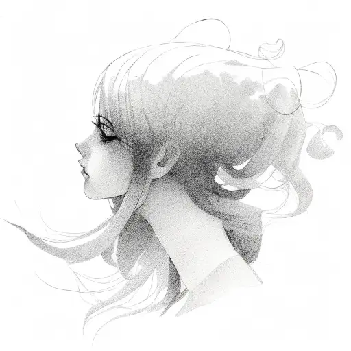 Girl By Tree Silhouette Windswept