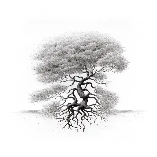 Tree With Branches And Roots