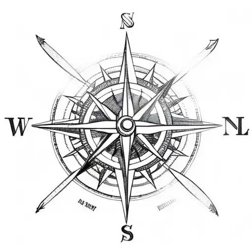 Sailor's Compass Surrounded By Haida-inspired Sun Rays