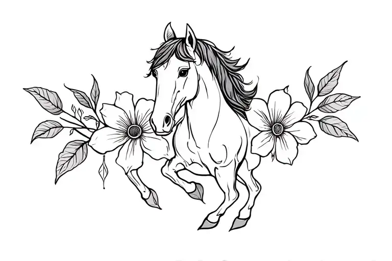 Horse Flower Braclet Black