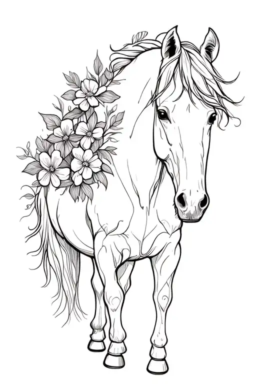 Pinto Horse Wild Flowers Wrapped