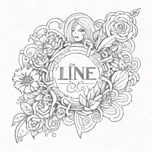 Line Art Tattoo Expressing Family With Eight Kids Names