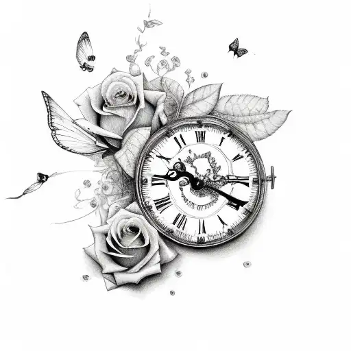 Rose Clocks Butterfly's