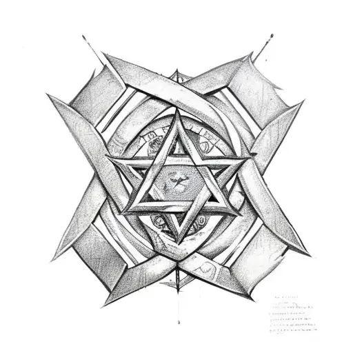 Star Of David Consisting Of Complete Iron Swords With The Handle