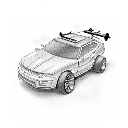 A Silhouette Of A Powerlifter Lifting A Car