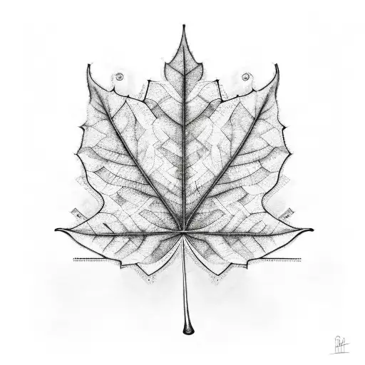 A Black And White Sketch Of A Leaf With Intricate Patterns And Musical Notes Intertwining Within It