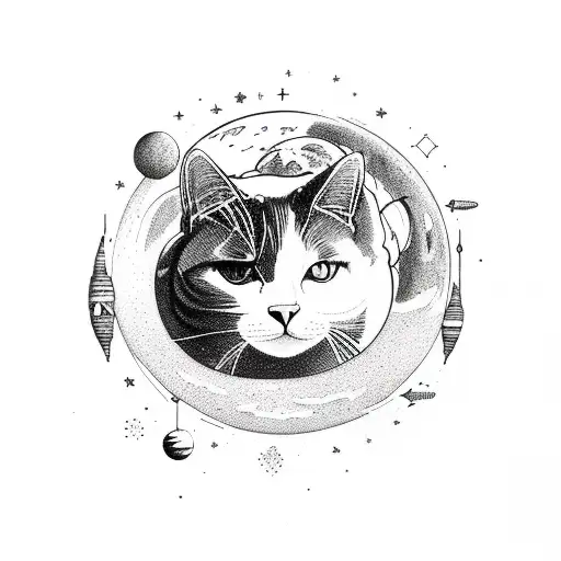Cat Around The Planets And Stars