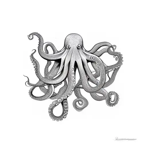 Octopus Linear Line Drawing