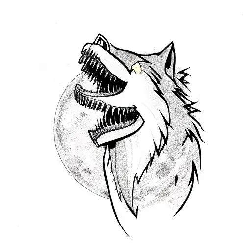 A Fierce Wolf Howling At The Moon With A Machine Gun In Its Jaws