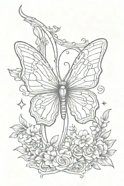 Dagger Butterfly With Crescent Moon