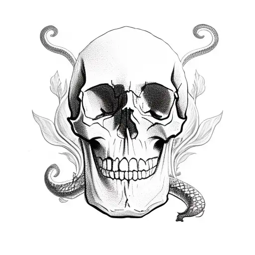 Skull With Roses And A Snake