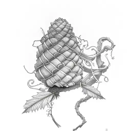 A Stick With A Vine And A Cedar Cone On Top