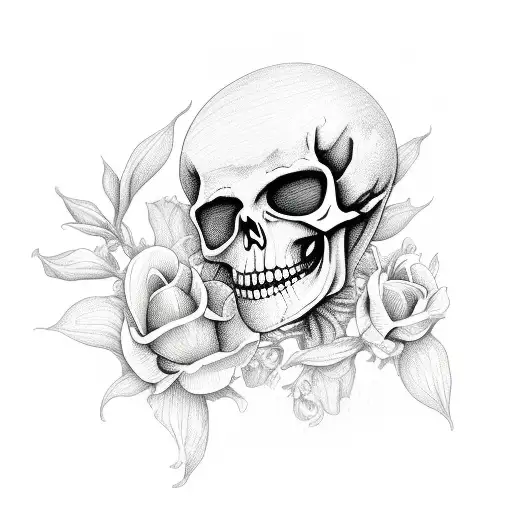 Praying Skeleton In Flowers