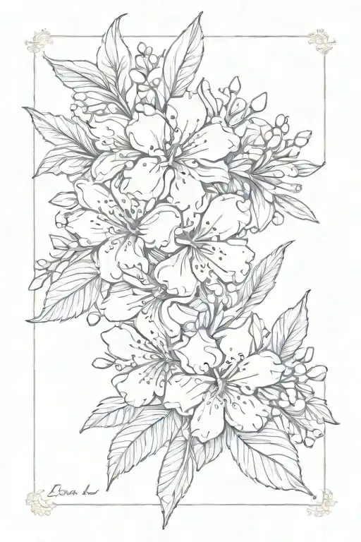 Lignum Vitae Flowers Dainty Fine Line