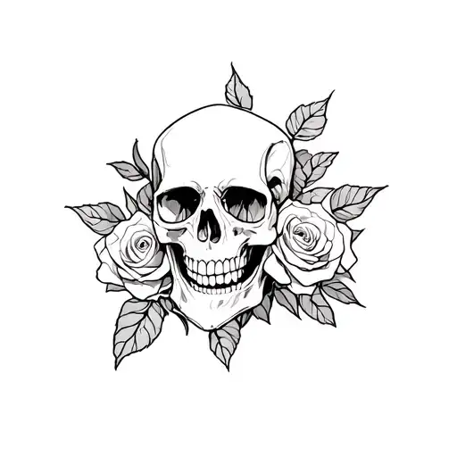 Skull Roses Intertwined