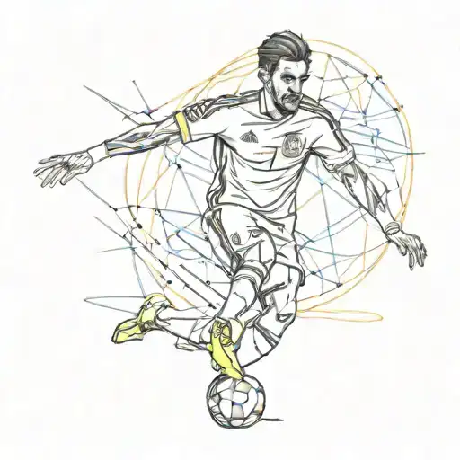 Spanish Football Player As A Tattoo Dodging A Euro 2024 Football