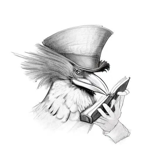 A Raven Wearing A Top Hat Reading A Victorian Book