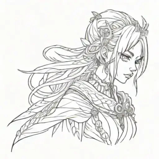 Anime Girl In Horror Gothic Style With Tribal Elements