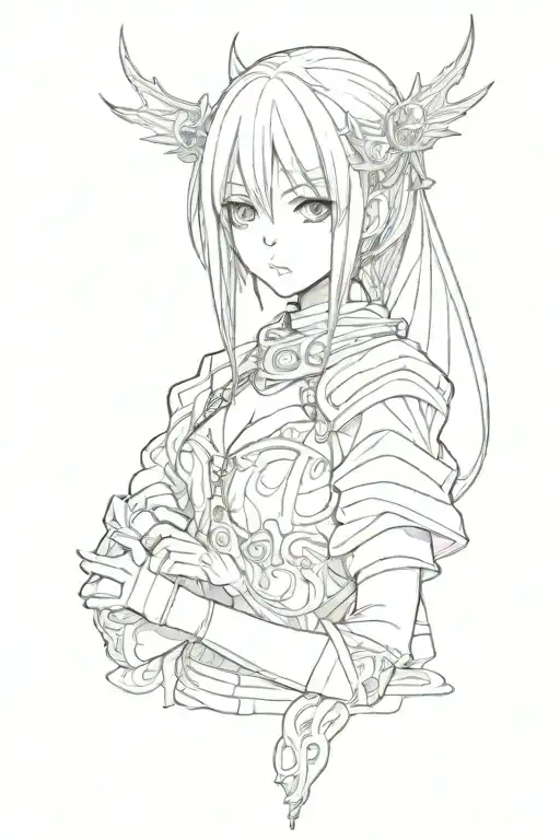 Anime Girl In Horror Gothic Style With Tribal Elements