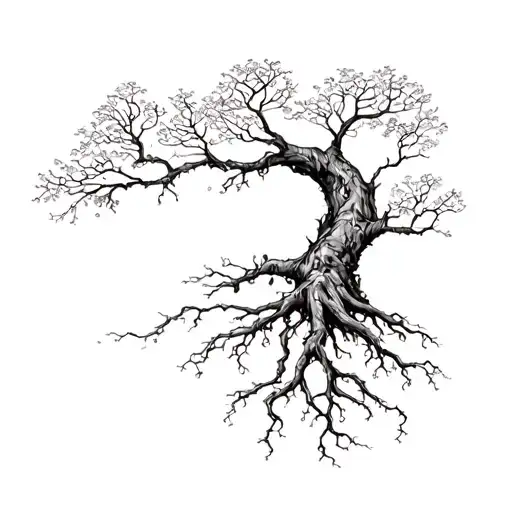 Tree And Roots Growing