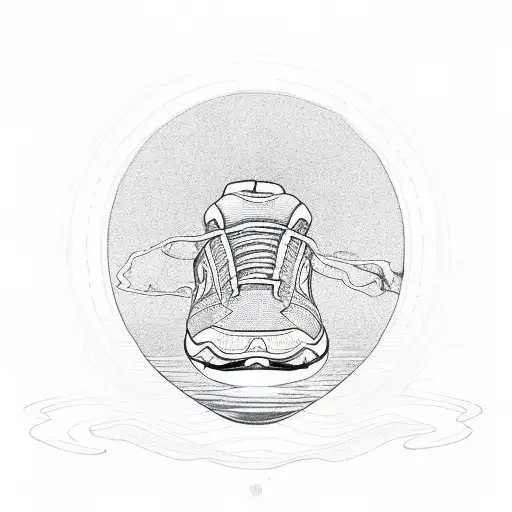 A Rising Sun With Small Running Shoes In A Road