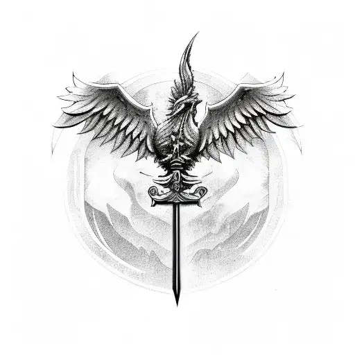 Sword With A Phoenix On One Side