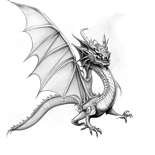 Dragon With Wings Out