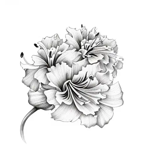 Lily And Carnation Flowers With Butterflies